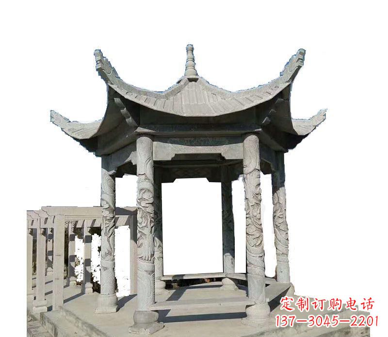 绵阳仿古六角凉亭石雕 (10)
