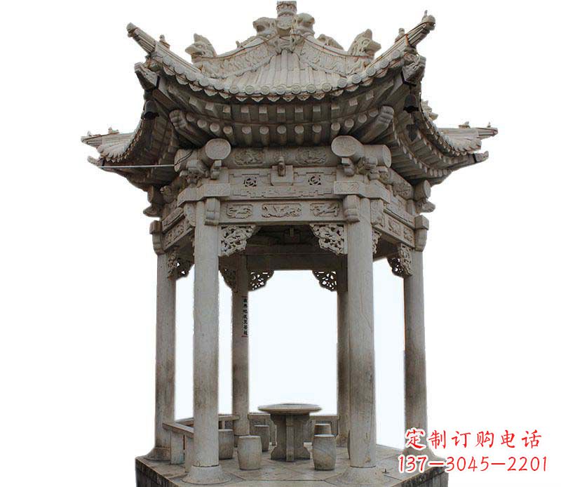 绵阳仿古六角凉亭石雕