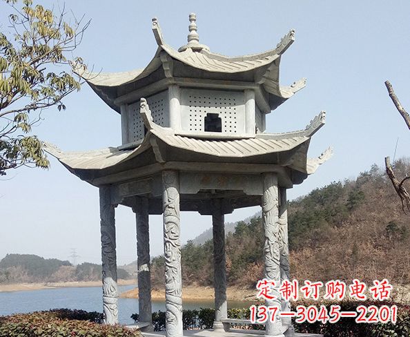 绵阳仿古六角双层凉亭石雕