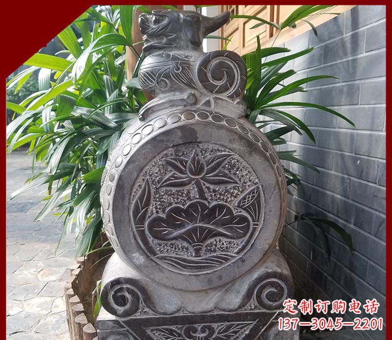 绵阳仿古貔貅抱鼓石招财镇宅门墩石雕