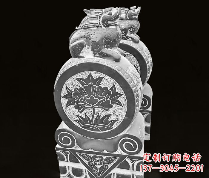 绵阳仿古麒麟抱鼓石镇宅石门墩