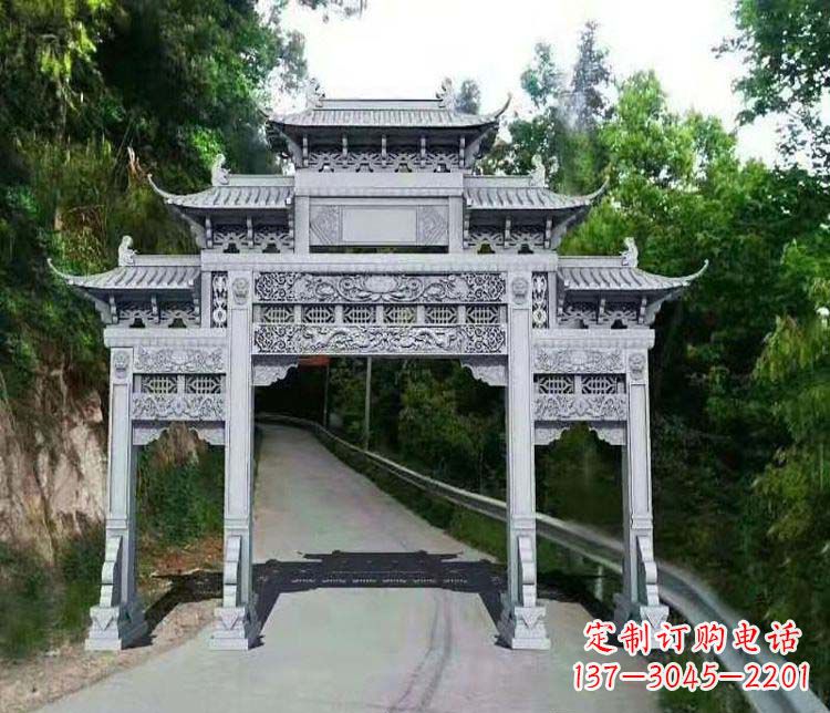 绵阳仿古三门牌坊石雕