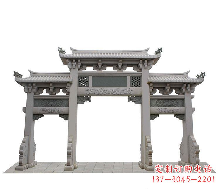 绵阳仿古三门石牌坊石雕
