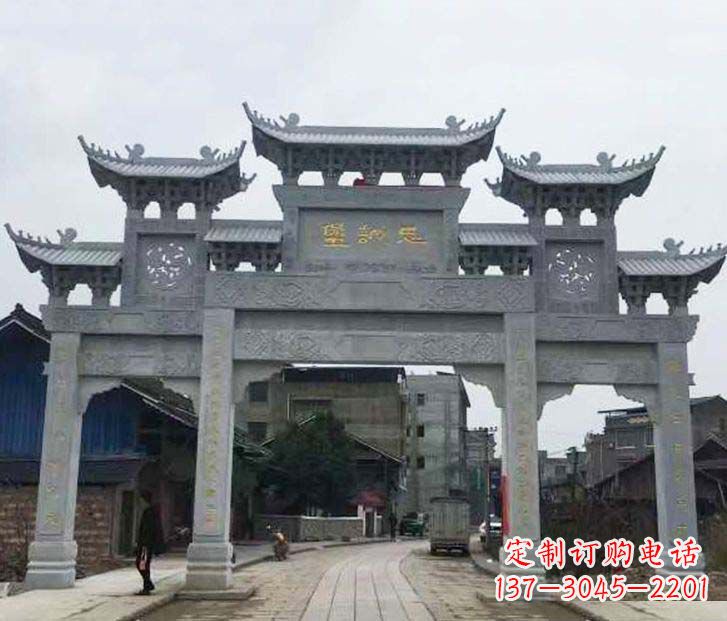 绵阳仿古三门五楼牌坊石雕