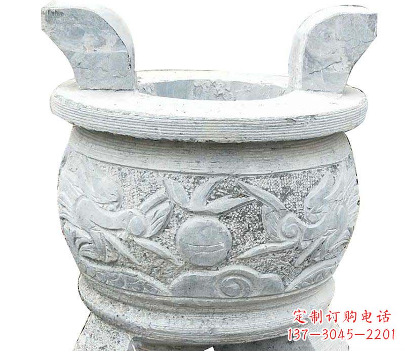 绵阳仿古三足香炉石雕 (2)