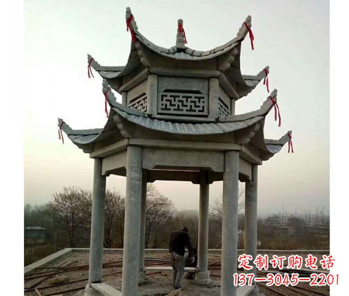 绵阳仿古双层石雕凉亭