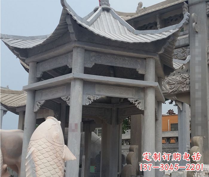 绵阳精美仿古双层石雕凉亭
