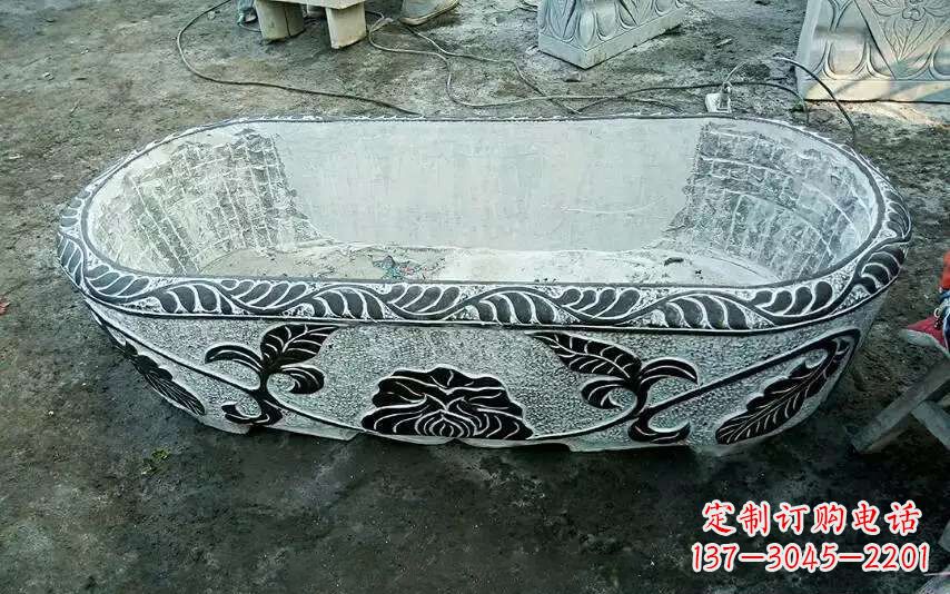 绵阳风格独特的仿古石头水缸雕塑