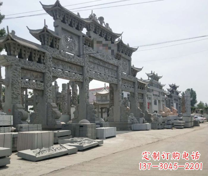 绵阳仿古五门石雕牌坊