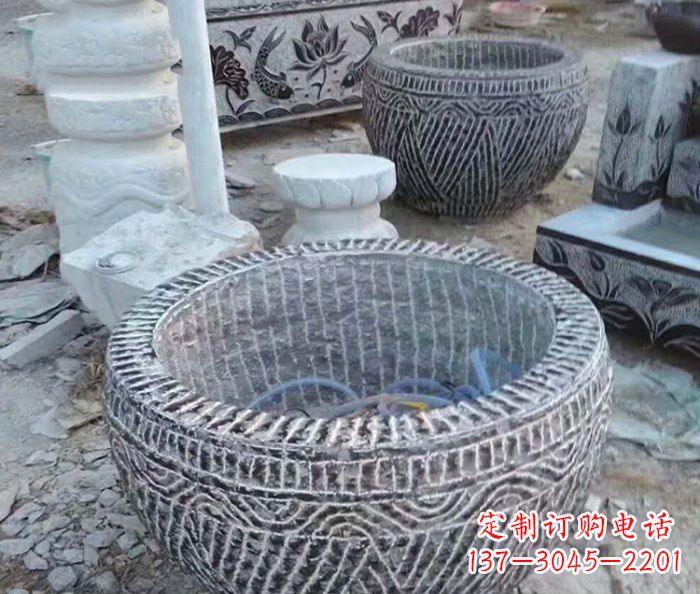 绵阳精美仿古石雕水缸