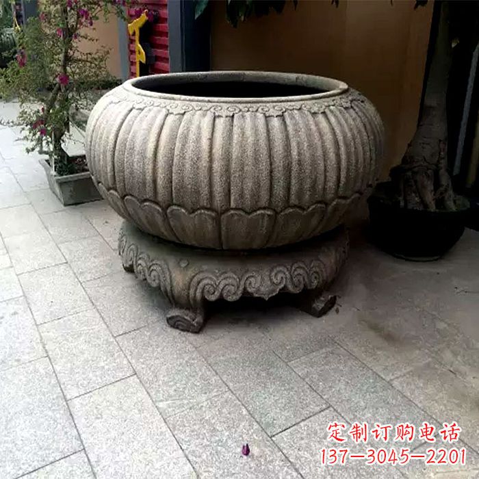 绵阳精美仿古石雕花盆雕塑