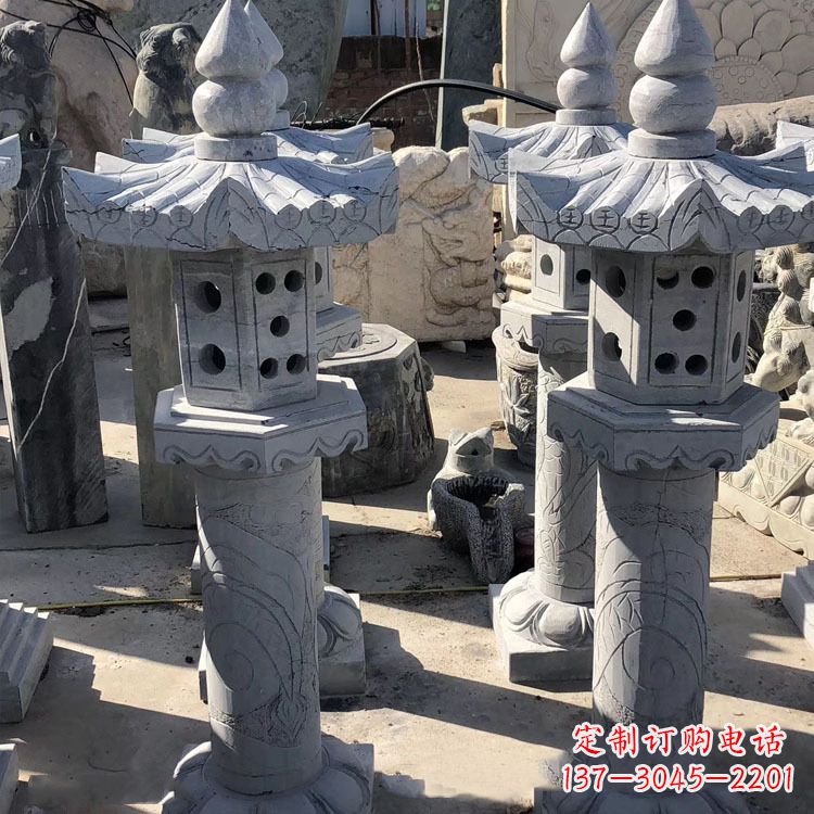 绵阳中式仿古青石灯笼雕塑