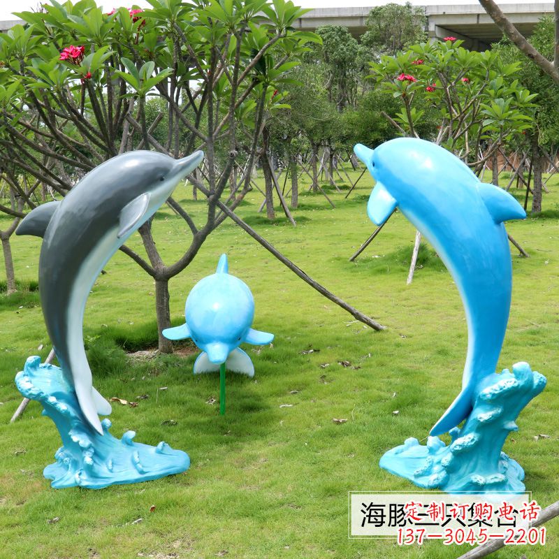 绵阳精致仿真玻璃钢海豚雕塑
