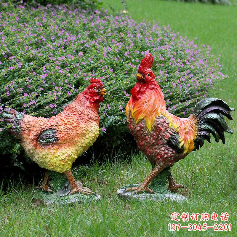 绵阳仿真公鸡母鸡农家院装饰雕塑