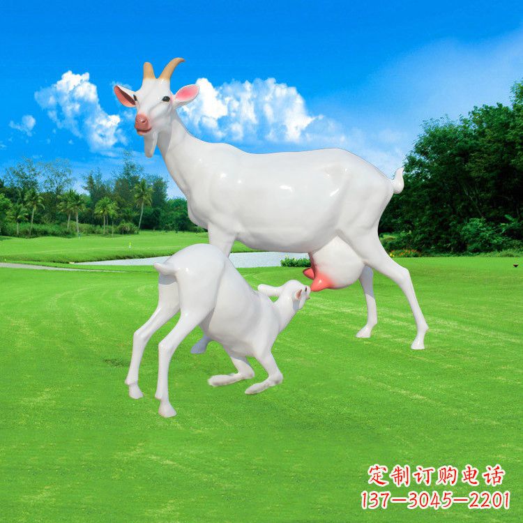 绵阳仿真羊羔羊跪乳玻璃钢雕塑