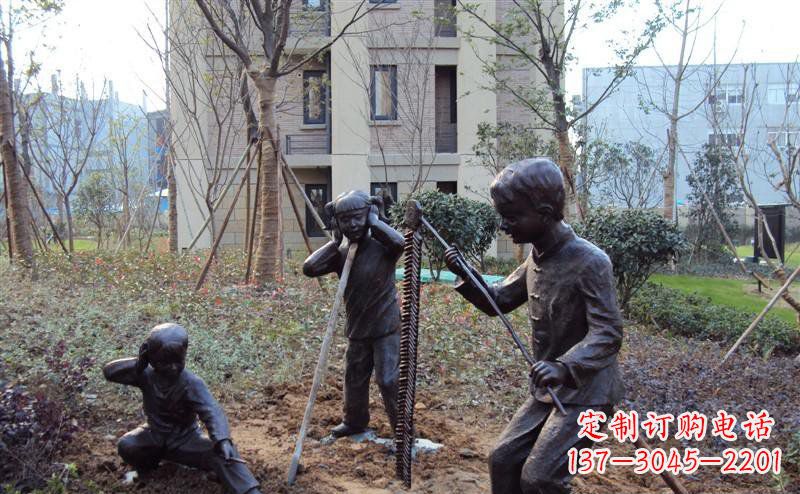绵阳放鞭炮的儿童公园景观铜雕