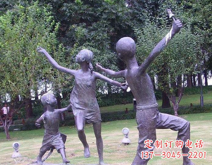 绵阳放风筝的儿童公园人物铜雕