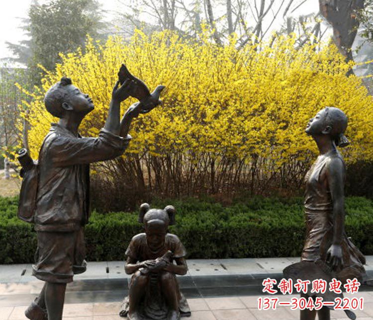 绵阳放风筝的儿童铜雕