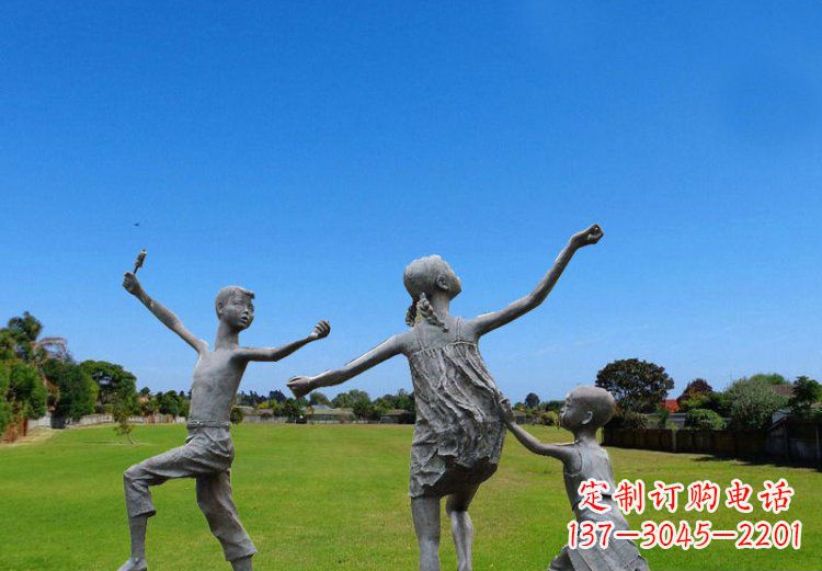 绵阳放风筝的儿童铜雕 (2)