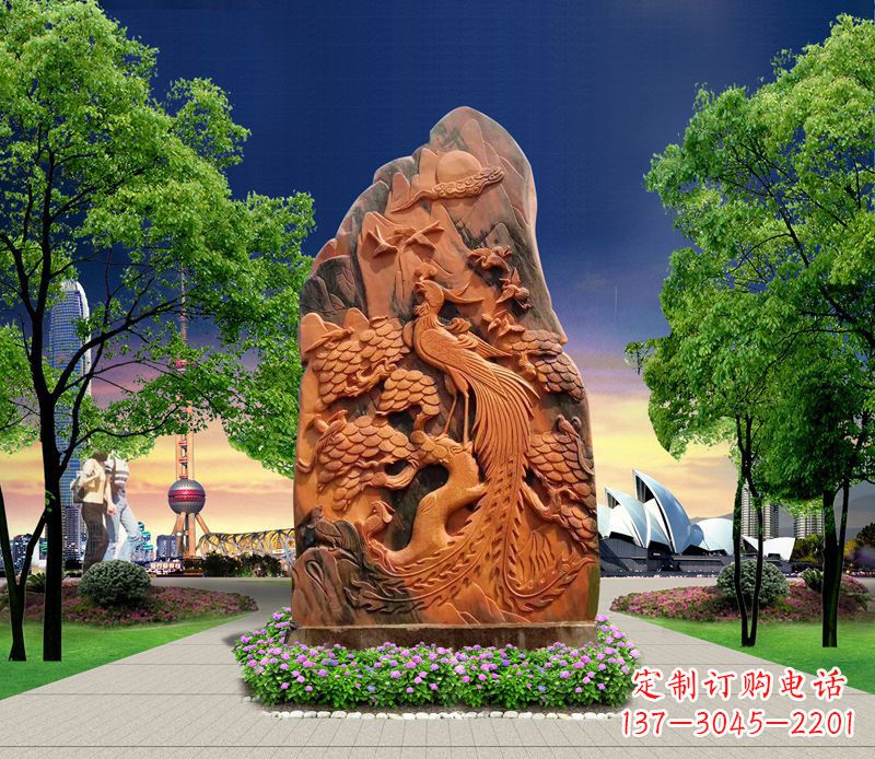 绵阳凤凰石雕公园动物摆件