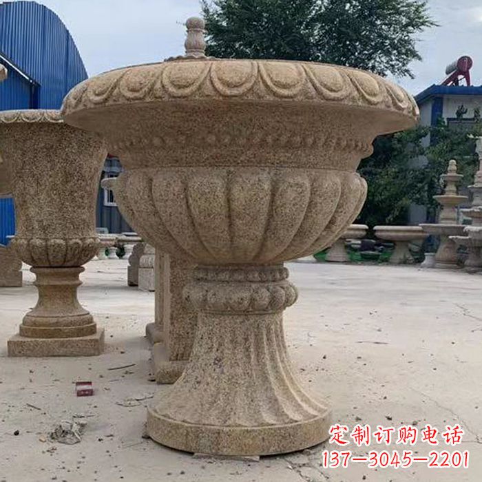 绵阳优雅高墩欧式石雕花盆
