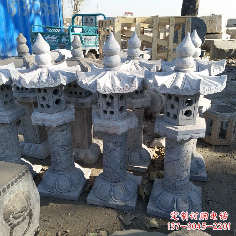 绵阳高墩青石中式灯笼雕塑
