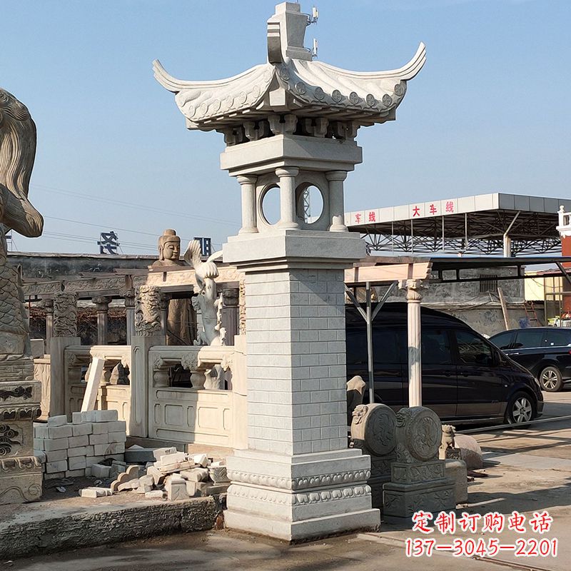 绵阳高墩中式石雕灯笼美观厚重的传统中国风雕塑