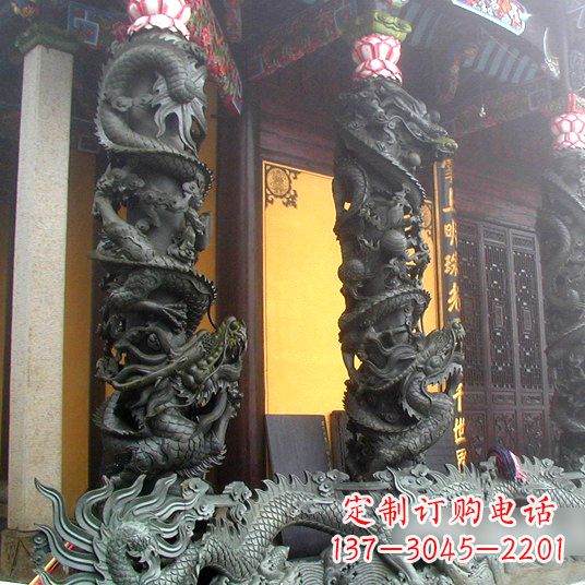 绵阳高浮雕龙柱铜雕塑