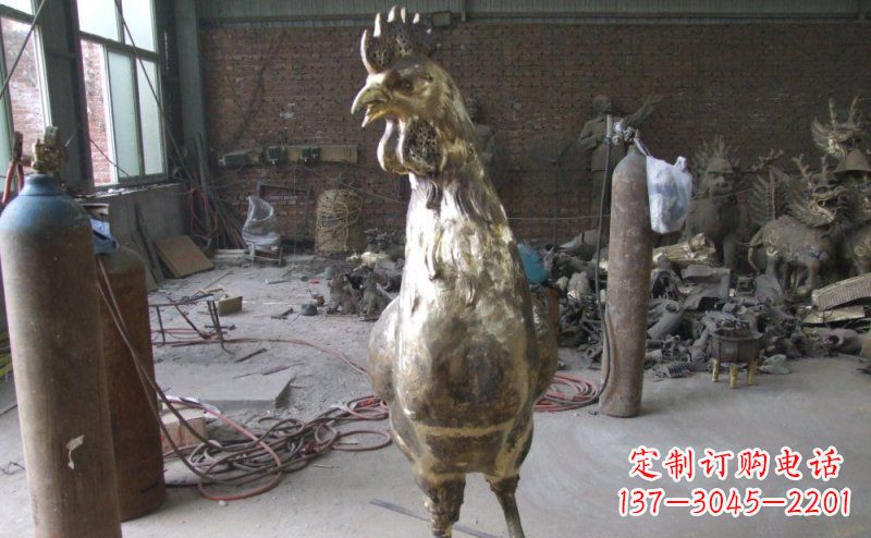 绵阳公鸡铸铜动物铜雕
