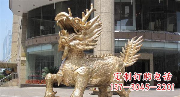 绵阳中领雕塑,定制精美麒麟神兽铜雕
