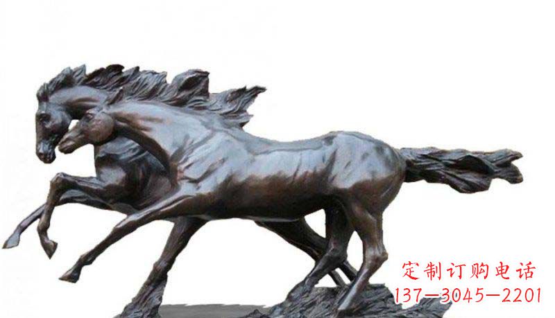 绵阳精工制作的两匹马动物铜雕