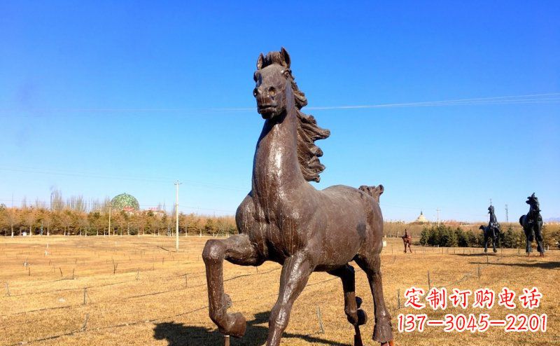 绵阳公园奔跑的马动物铜雕 (3)