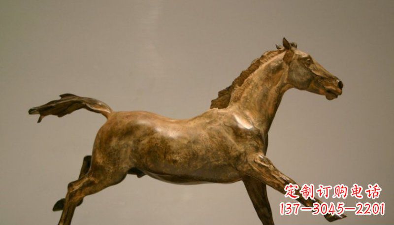 绵阳公园奔跑的马动物铜雕 (2)