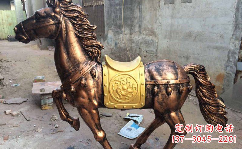 绵阳公园奔跑的马动物铜雕 (4)