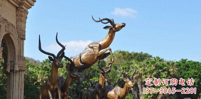 绵阳公园奔跑羚羊动物铜雕