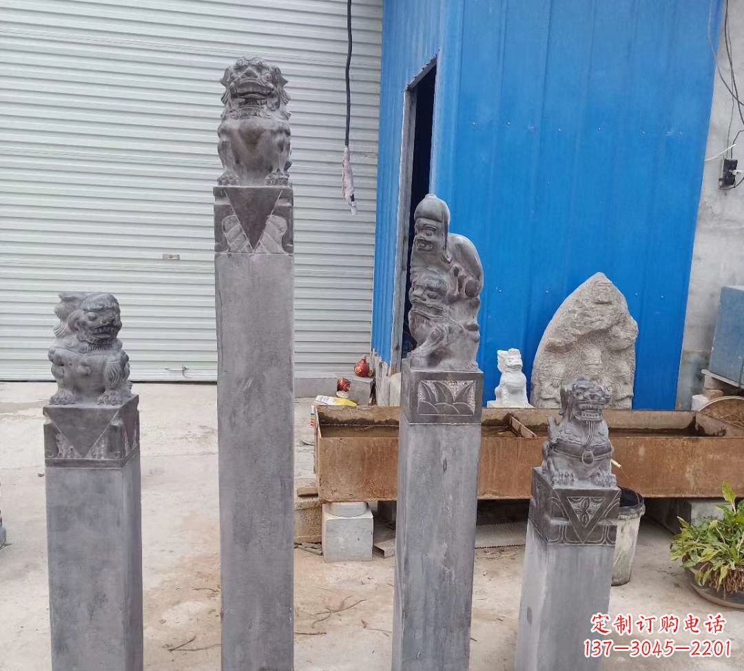 绵阳中领雕塑定制杰出的仿古狮子拴马桩