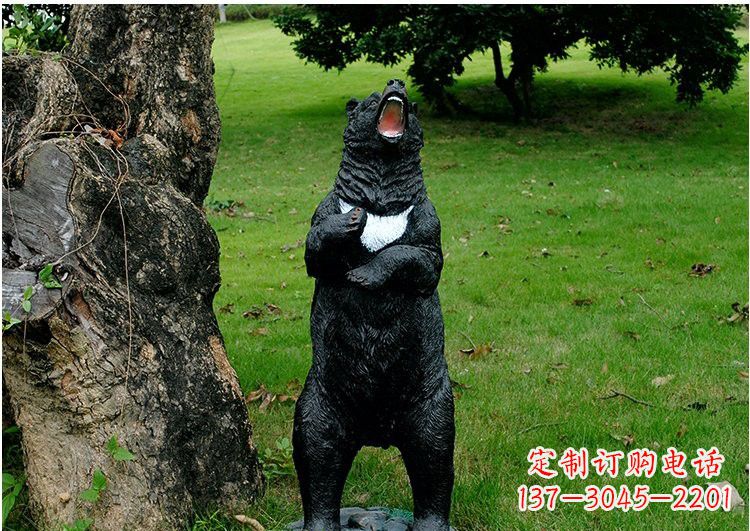 绵阳公园风情玻璃钢仿真黑熊雕塑