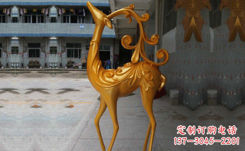 绵阳玻璃钢小鹿雕塑,装饰公园美景