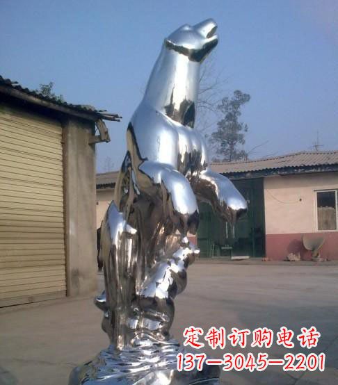 绵阳公园不锈钢抽象北极熊动物雕塑