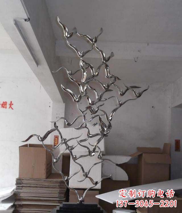 绵阳精致工艺 品质卓越 公园不锈钢抽象大雁雕塑