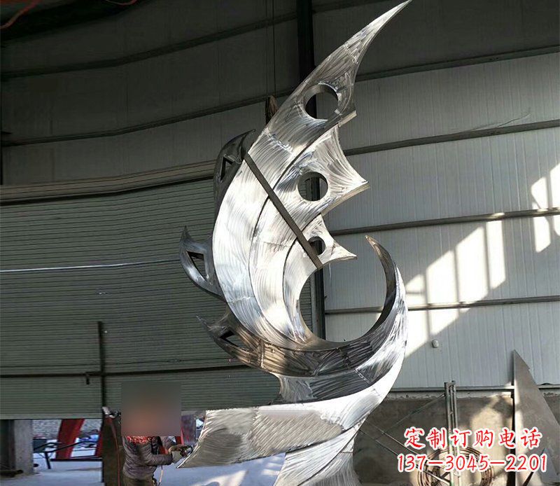绵阳公园不锈钢抽象凤凰景观雕塑 (3)