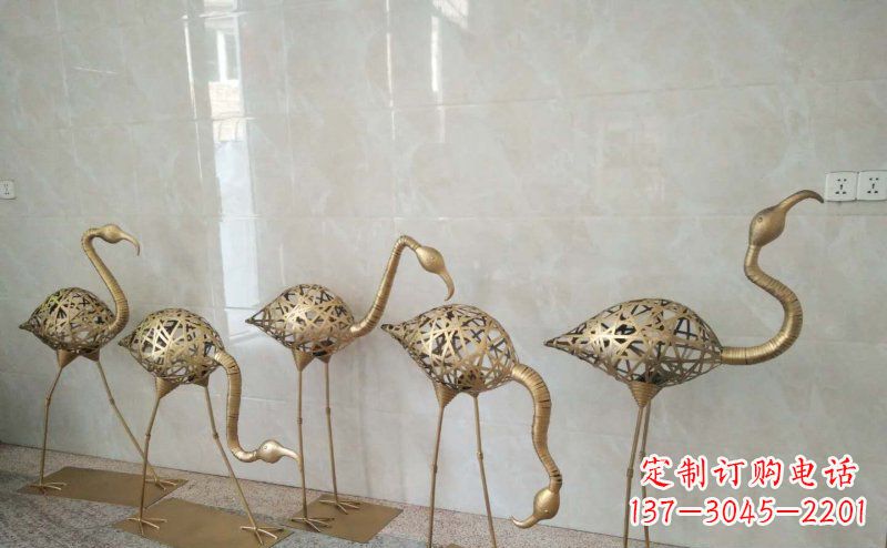 绵阳不锈钢抽象火烈鸟动物雕塑