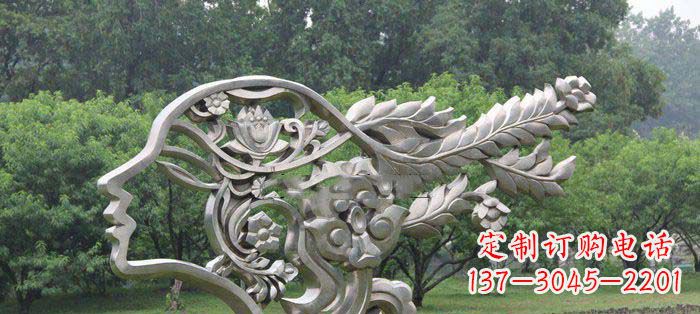 绵阳铸造不锈钢抽象女孩头像雕塑
