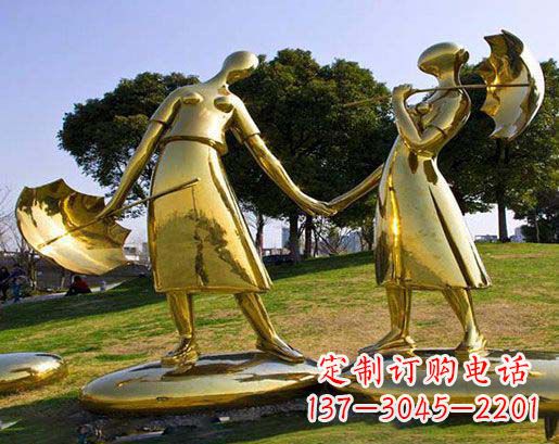 绵阳长伴相守,情缘两生——不锈钢抽象情侣雕塑