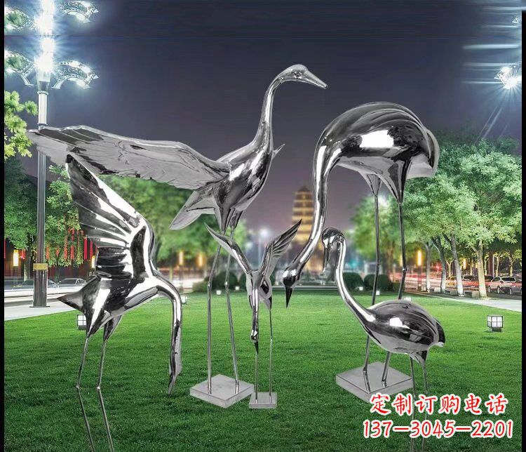 绵阳大型不锈钢仙鹤雕塑