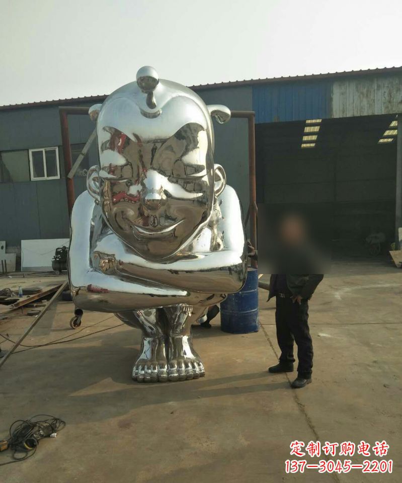 绵阳大型不锈钢蹲着的儿童雕塑