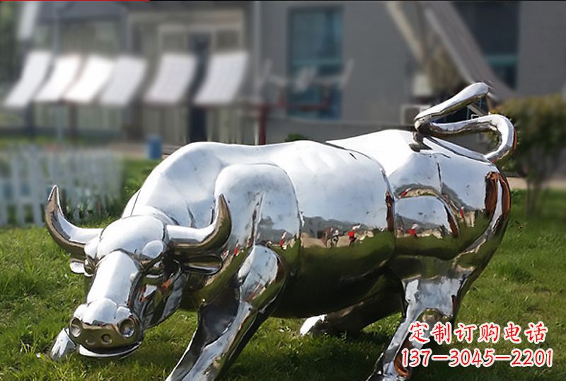 绵阳精致美观的高端不锈钢动物牛雕塑