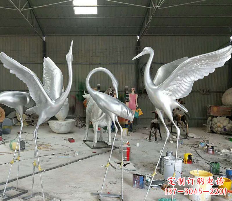 绵阳艺术雕刻仙鹤不锈钢雕塑