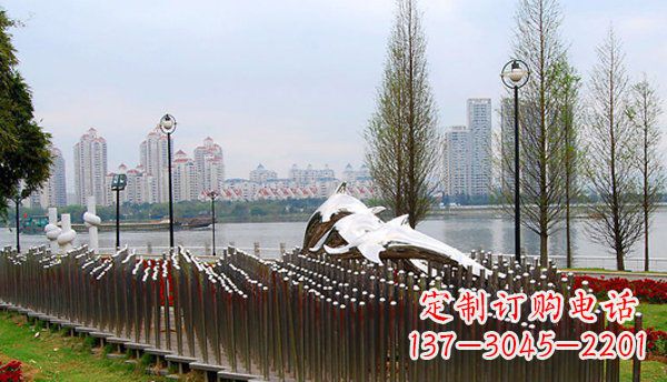 绵阳动物主题不锈钢海豚雕塑
