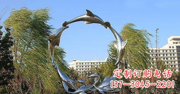 绵阳华丽精致的不锈钢海豚雕塑